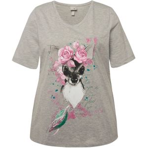 Ulla Popken Shirt  grijs / lichtroze / zwart / wit