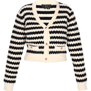 faina Gebreid vest  lichtbeige / zwart