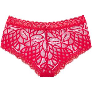 Lascana - Slip Cara - Rood - Subtiel Transparante Kant - Gedeeltelijk van Gerecycled Materiaal