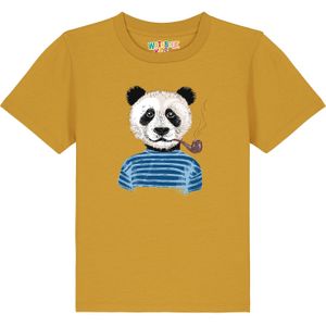 watabout.kids Shirt 'Panda'  blauw / curry / zwart / wit