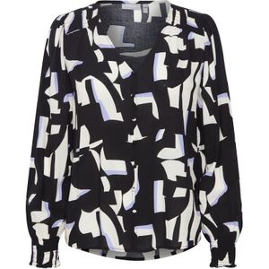 Fransa Blouse 'Flowy'  lichtlila / zwart / wit