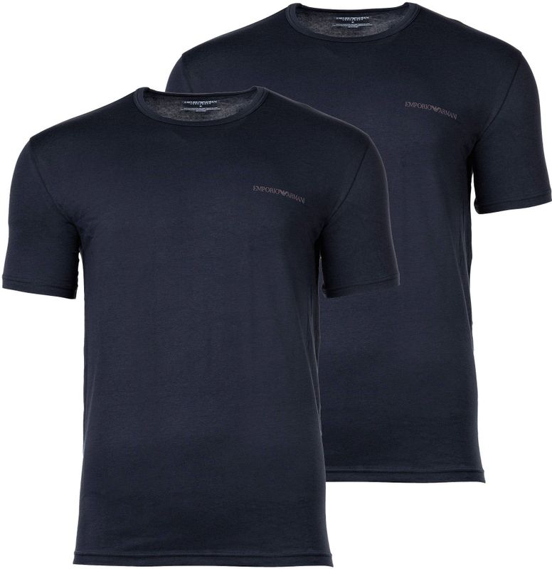Emporio Armani - Shirt - Nachtblauw - 2 Pack - Kwartmouw