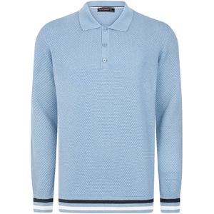 Felix Hardy - Gebreide Polo Trui - Blauw - 100% Katoen - Heren