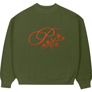 Prohibited Trui 'Bloom'  olijfgroen / neonoranje