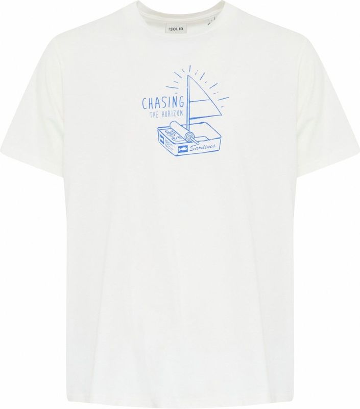 !Solid - Shirt - Offwhite - Katoen - Ronde Hals - Kwartmouw