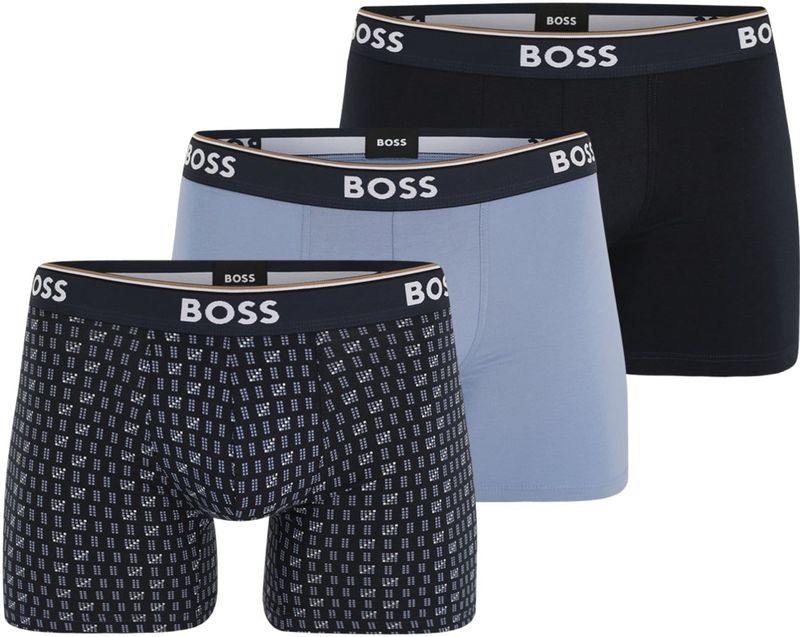BOSS Boxershorts 'Power Des'  marine / lichtblauw / bruin / wit