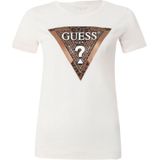 GUESS - Shirt - Bruin - Slanke Pasvorm - Kwartmouw