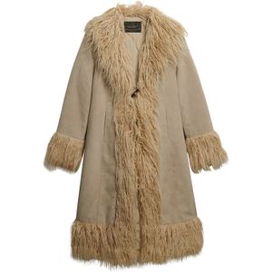 Superdry - Long Afghan Jas - Slim Fit - Corduroy - Met Haaksluiting