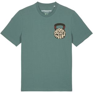 Watapparel Shirt ' No Pain, no Gain 01 '  beige / groen / bloedrood / zwart