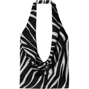 Bershka Top  zwart / wit