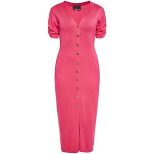 faina Gebreide jurk  framboos