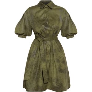 JIORO Jurk 'ESSENTIALS'  olijfgroen