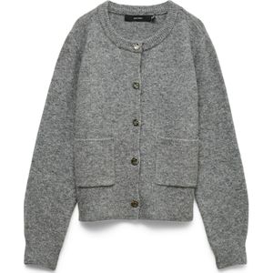 VERO MODA Gebreid vest 'VMNOVI'  grijs gemêleerd