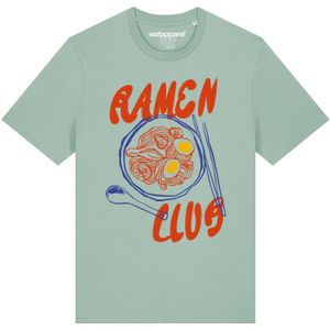 Watapparel Shirt 'Ramen Club'  kobaltblauw / geel / mintgroen / rood