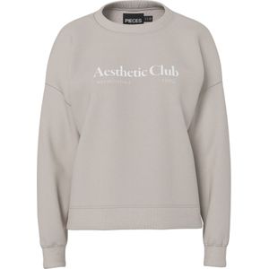 PIECES Sweatshirt 'PCRISSO'  lichtgrijs / wit