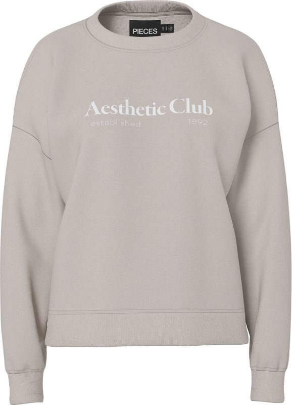 PIECES Sweatshirt 'PCRISSO'  lichtgrijs / wit