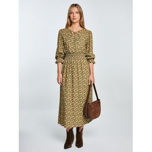BIG STAR Jurk 'Londa'  geel / olijfgroen / wit