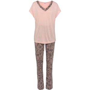 Pyjama - Roze Antraciet - All-over Print - Korte Mouwen