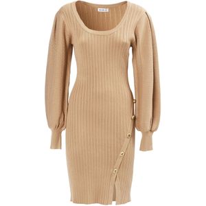 Influencer Gebreide jurk  camel