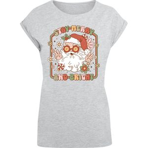 F4NT4STIC Shirt 'Stay Merry And Bright Hippie Santa'  grijs / gemengde kleuren