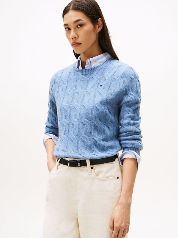 TOMMY HILFIGER - Trui - Blauw - Effen - Lange Mouw