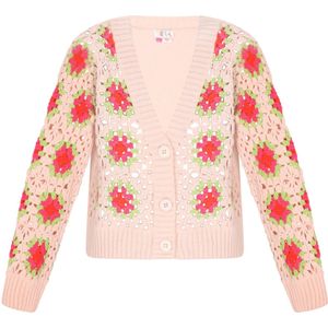 IZIA Gebreid vest  crème / nude / lichtgroen / rood