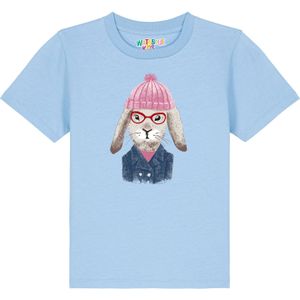watabout.kids Shirt 'Hase'  lichtblauw / donkerblauw / stone grey / eosine