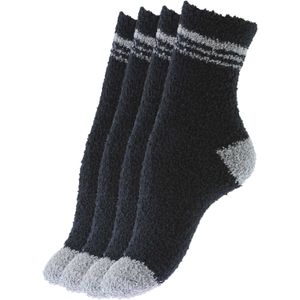 Vincent Creation - Knuffelsokken - Zwart - 4 Paar - Warme Pluizige Damessokken