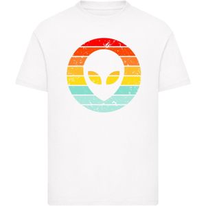 F4NT4STIC Shirt 'Alien Retro Sonnenuntergang'  blauw / oranje / rood / wit