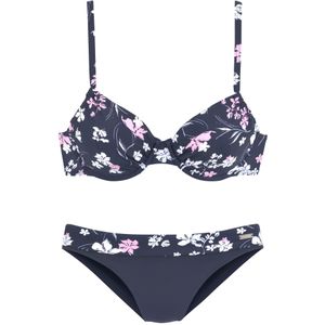 Look - Gebloemd - Beugelbikini - Marine - Polyamide