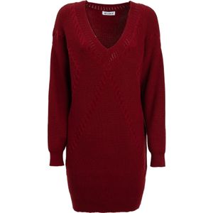 Influencer Gebreide jurk  donkerrood