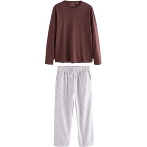 Next Pyjama lang  bruin / lichtgrijs / wit