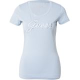 GUESS - Shirt - Lichtblauw - T-shirt - Slanke Pasvorm - Kwartmouw