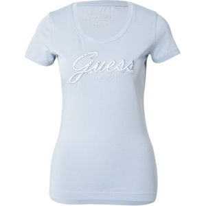 GUESS - Shirt - Lichtblauw - T-shirt - Slanke Pasvorm - Kwartmouw