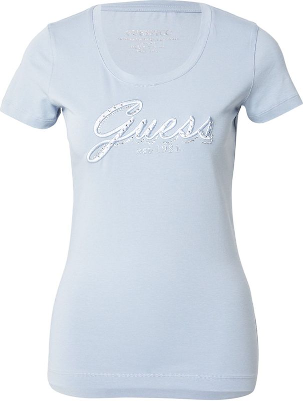 GUESS - Shirt - Lichtblauw - T-shirt - Slanke Pasvorm - Kwartmouw