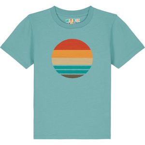 watabout.kids Shirt 'Retro Sunset Ocean'  turquoise / oranje / bloedrood