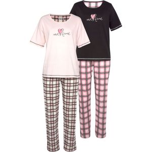 Vivance - Dreams - Pyjama - Zwart/Roze - Dubbelpack - 4-delig