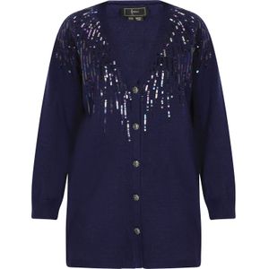 faina Gebreid vest  donkerblauw