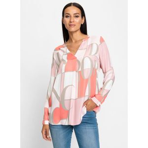 heine - Blouse - Koraal/Lichtroze gedessineerd - Lange Mouwen