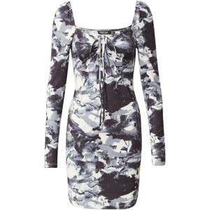 Nasty Gal Jurk  grijs / zwart / wit