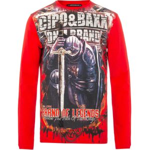 CIPO & BAXX Shirt  antraciet / gemengde kleuren / rood