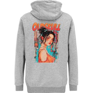 Oldskull Sweatshirt 'Retro Pixel Lady Logo Graphic'  grijs