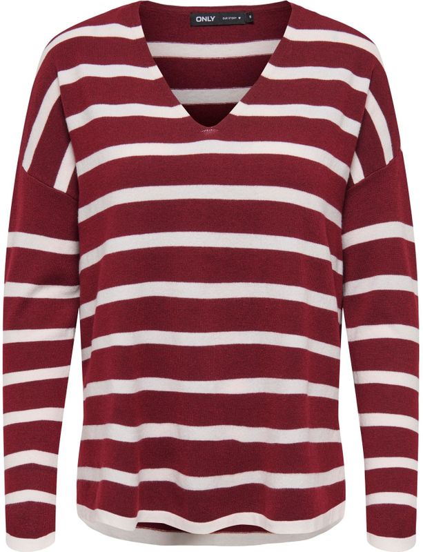 ONLY Trui 'ONLAMALIO'  wijnrood / wit