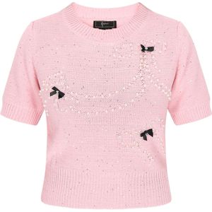 faina Trui  rosa / zwart / parelwit