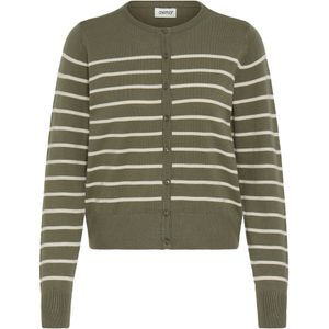 Oxmo Gebreid vest 'Fkeana'  olijfgroen / wit