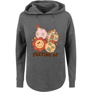 F4NT4STIC Sweatshirt 'Festive AF Christmas Tree Balls'  donkergrijs / gemengde kleuren