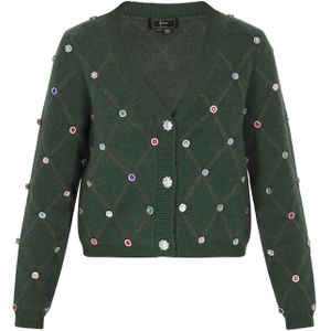 faina Gebreid vest  royal blue/koningsblauw / donkergroen / rosa / zilver