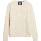Superdry Oversized V Cable Trui Met V-hals Beige Vrouw