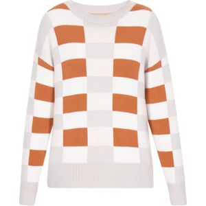 MYMO - Back To School - Gebreide Trui - Cognac / Lichtgrijs / Wit