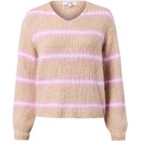 mbym - Gatilin - Gebreide Trui - Beige / Pink / Wit - V-hals